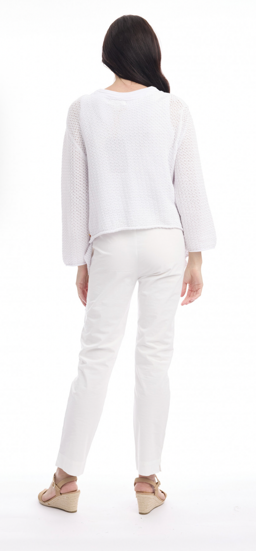 Orientique White Knit Tie Shrug