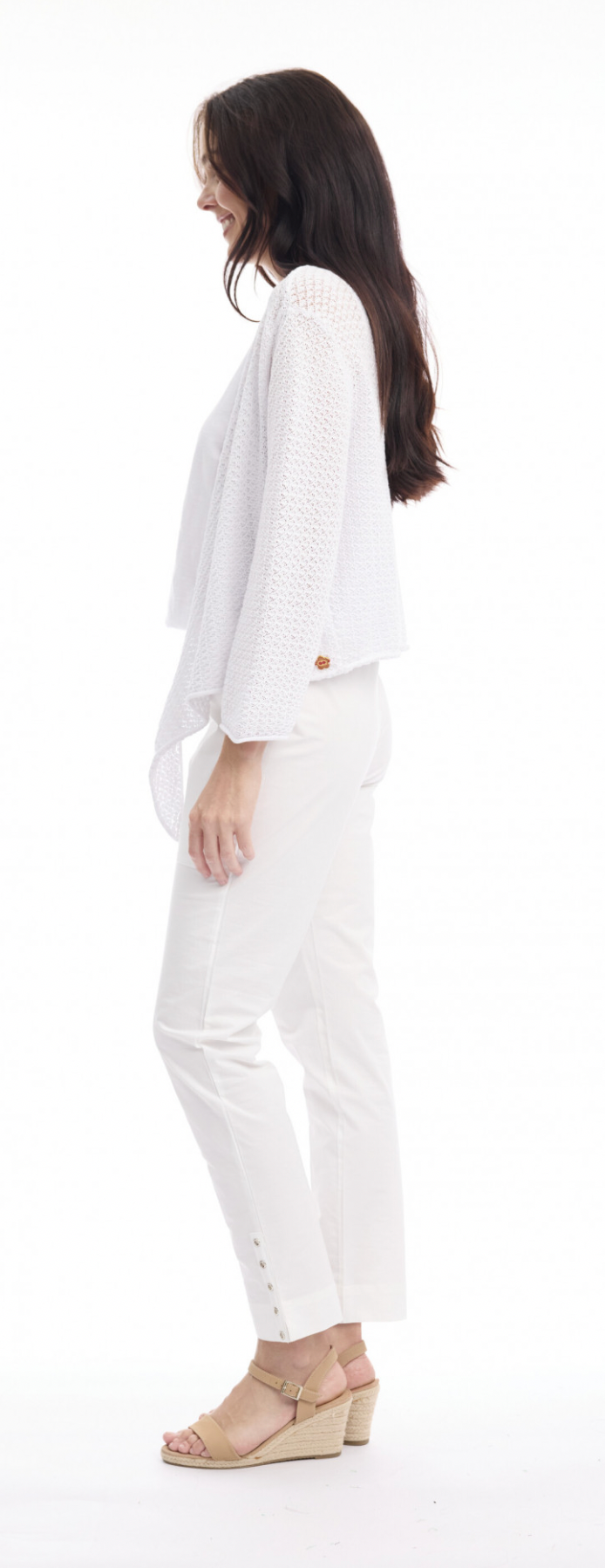 Orientique White Knit Tie Shrug
