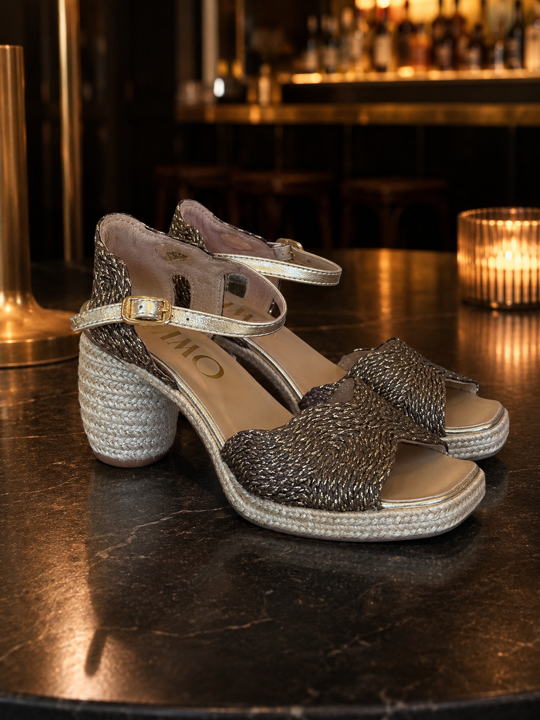 Gaimo Darian Raffia Shoe in Natural & Mocha