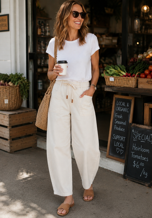Monaco Denim Carter Barrel Jeans in Sand