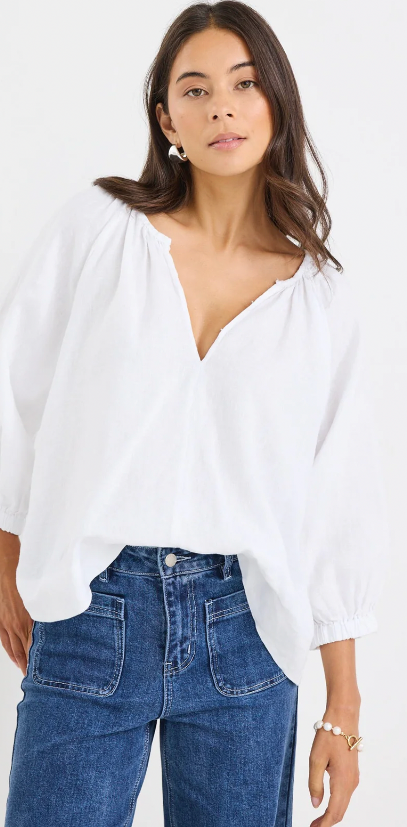 Re:Union Revolutionary White Linen Relaxed Top