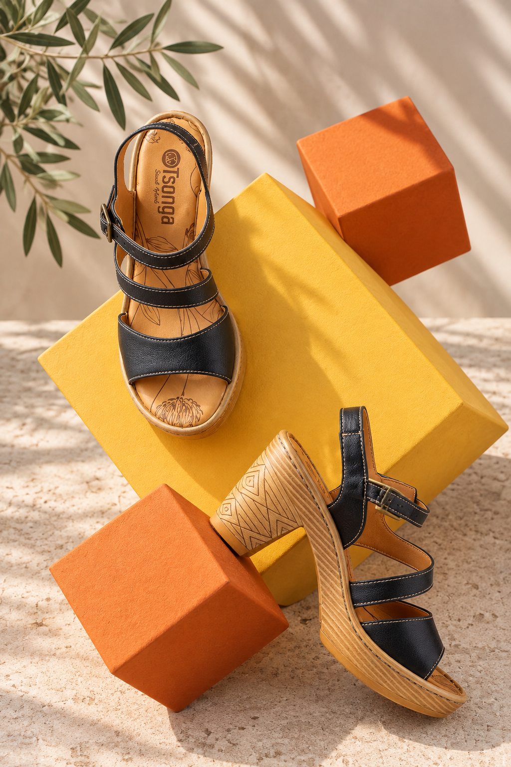Tsonga Kubili Black Cayak Platform Wedges