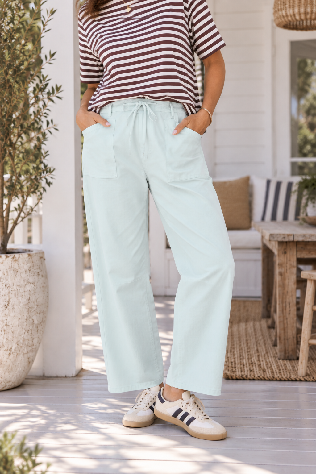 Monaco Jeans Leo Barrel Pants in Sea Mist