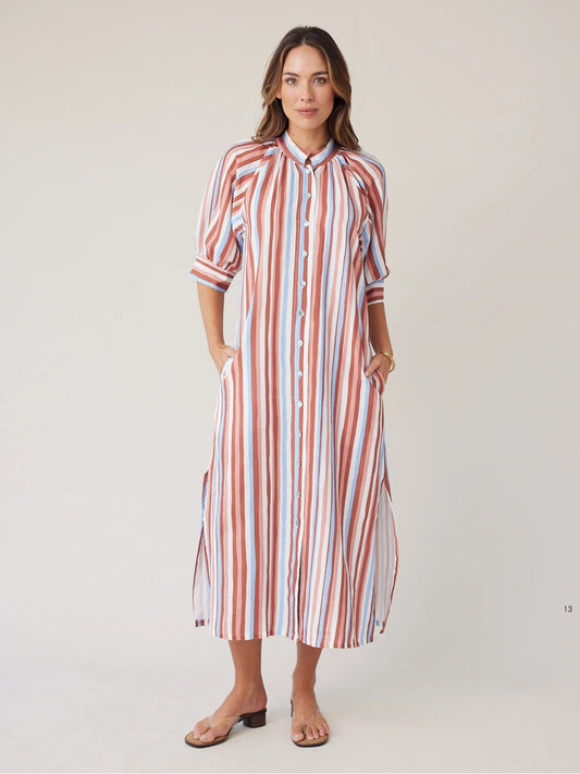 State of Embrace Robe Dress in Mocha Stripe