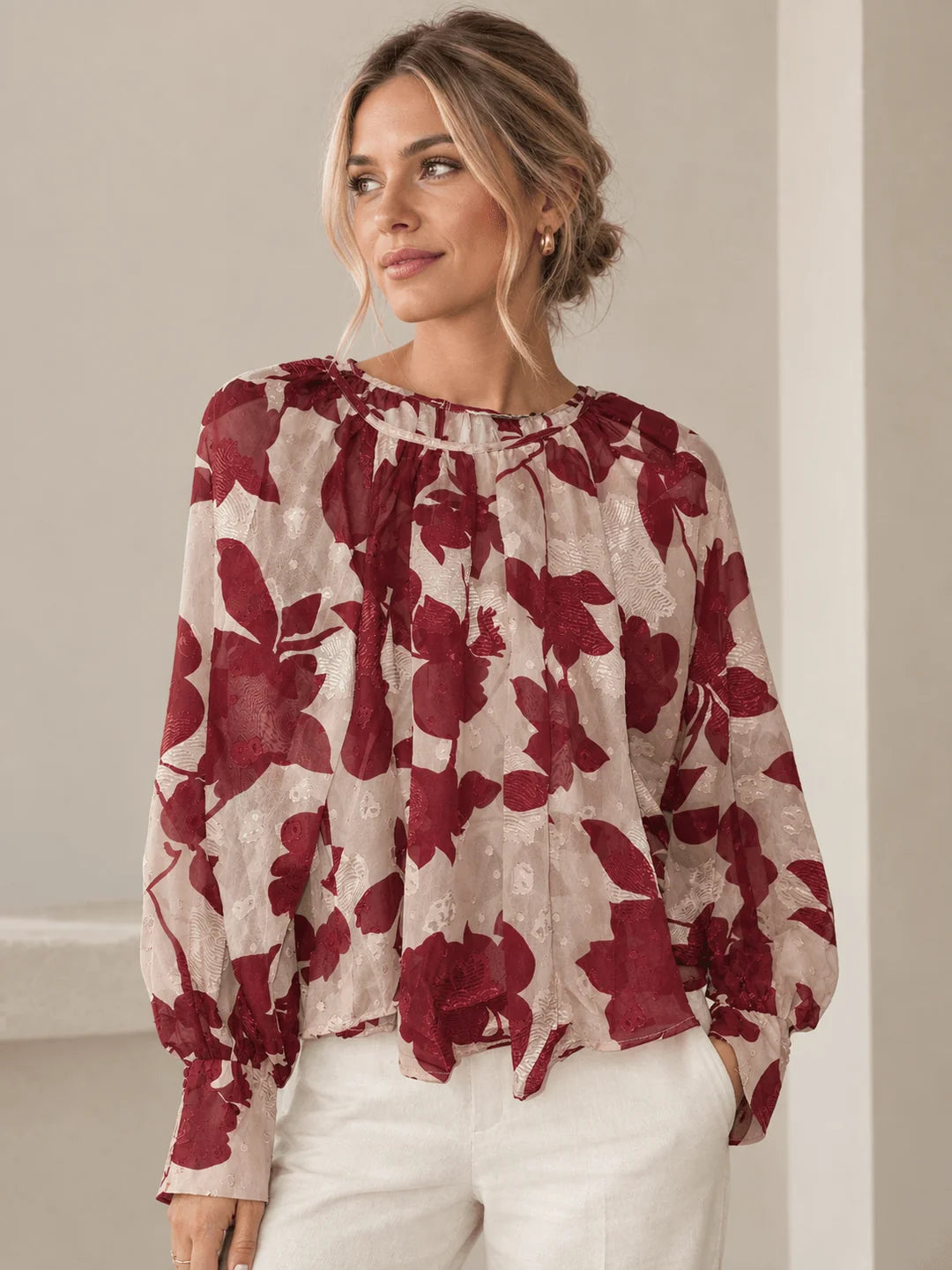 Stories Be Told Cosmopolitan Red Floral Top