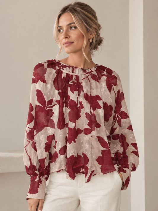 Stories Be Told Cosmopolitan Red Floral Top