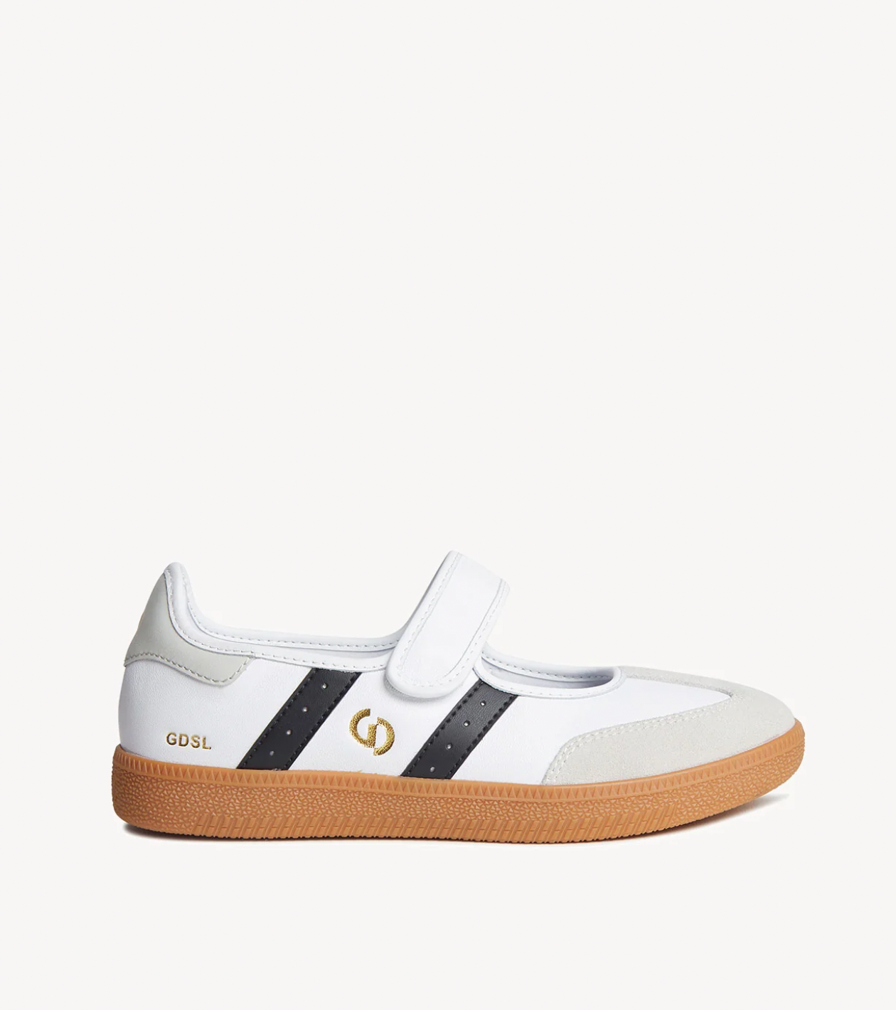 Goodsole 2001 Parlay Leather Suede Mary Jane Sneakers WHITE AND BLACK