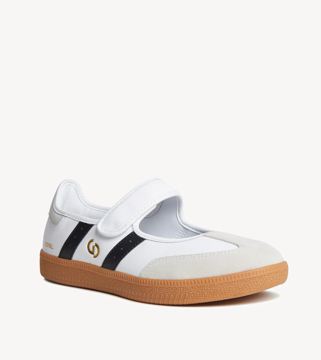 Goodsole 2001 Parlay Leather Suede Mary Jane Sneakers WHITE AND BLACK