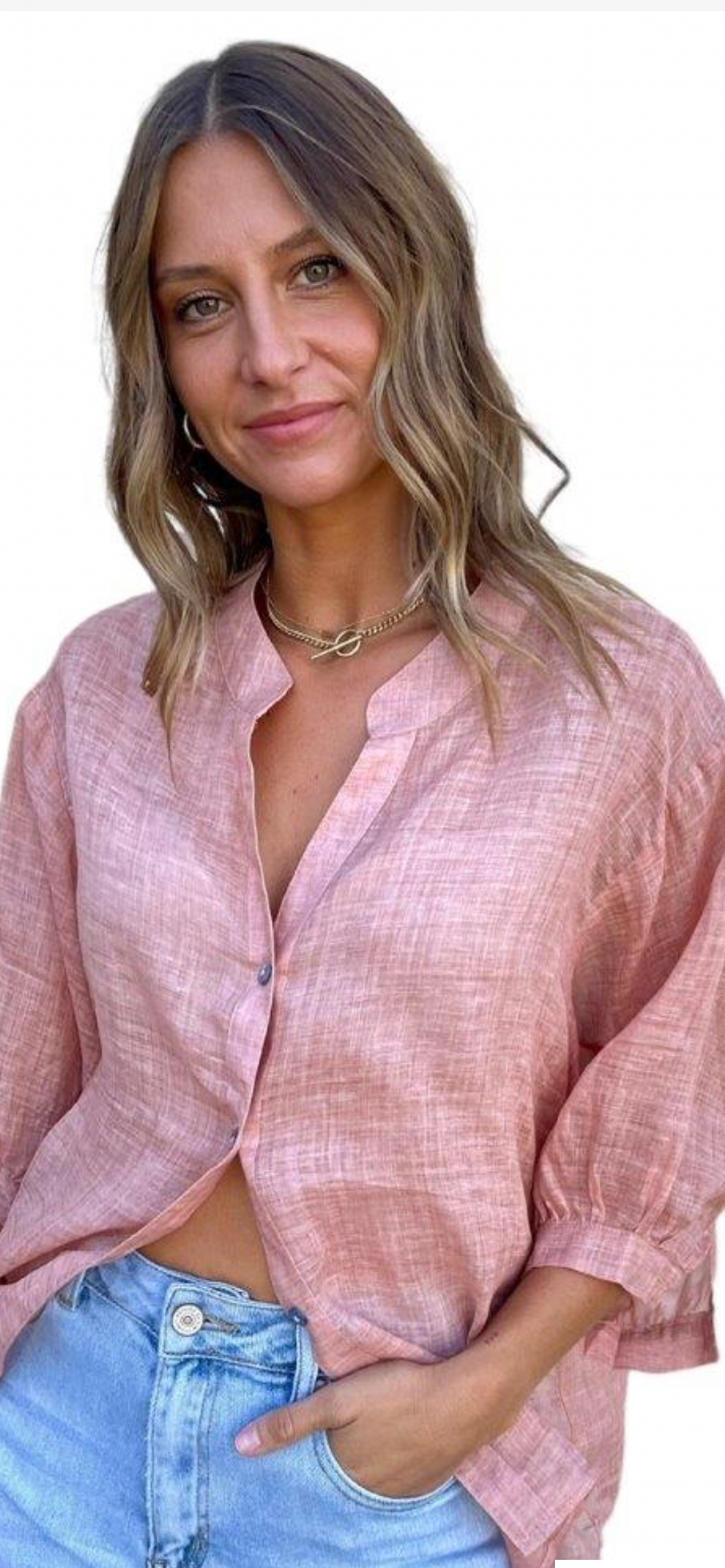 Worthier AURORA Rose Gold linen Button Shirt