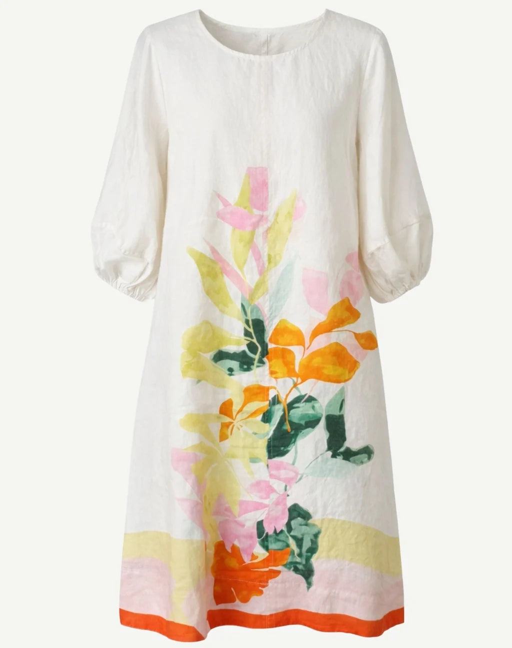 Corfu Soft Horizon Printed Linen Midi Dress