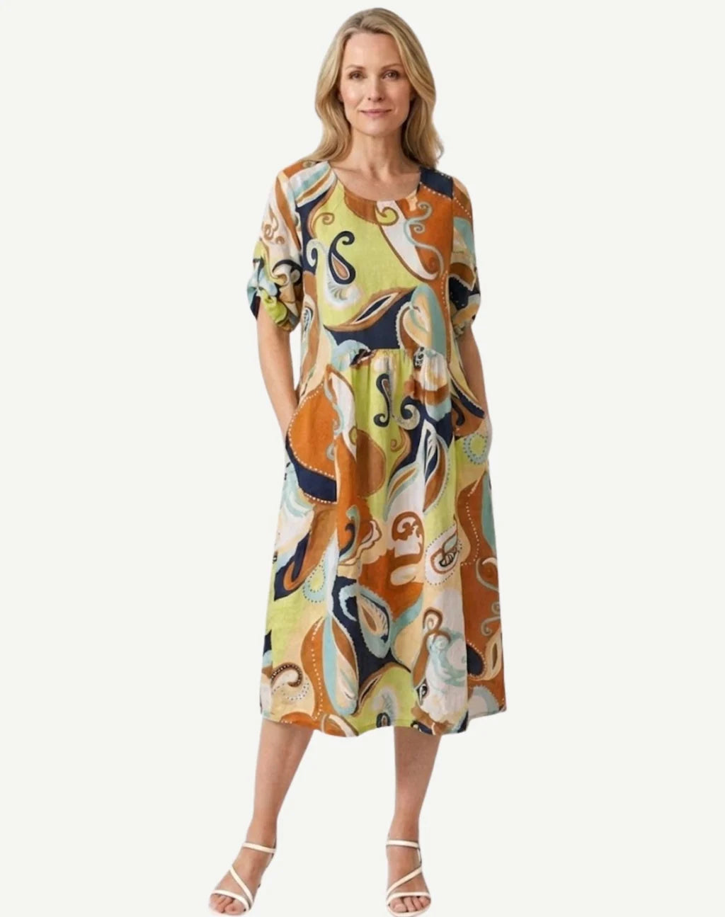 Corfu Swizzle Soft Print Midi Dress