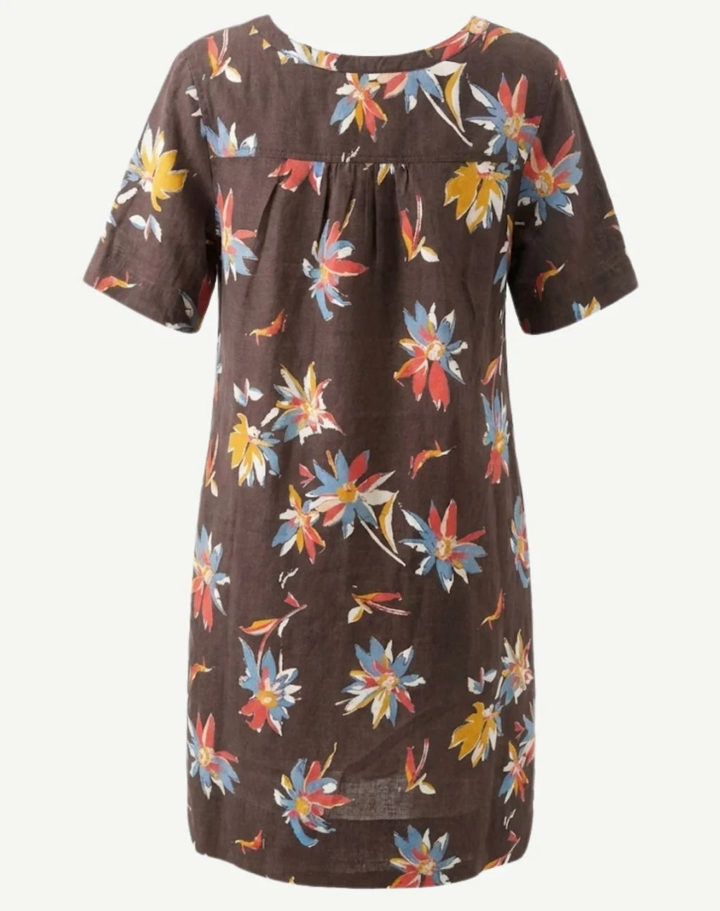 Corfu Sun Petal Printed Linen Midi Dress