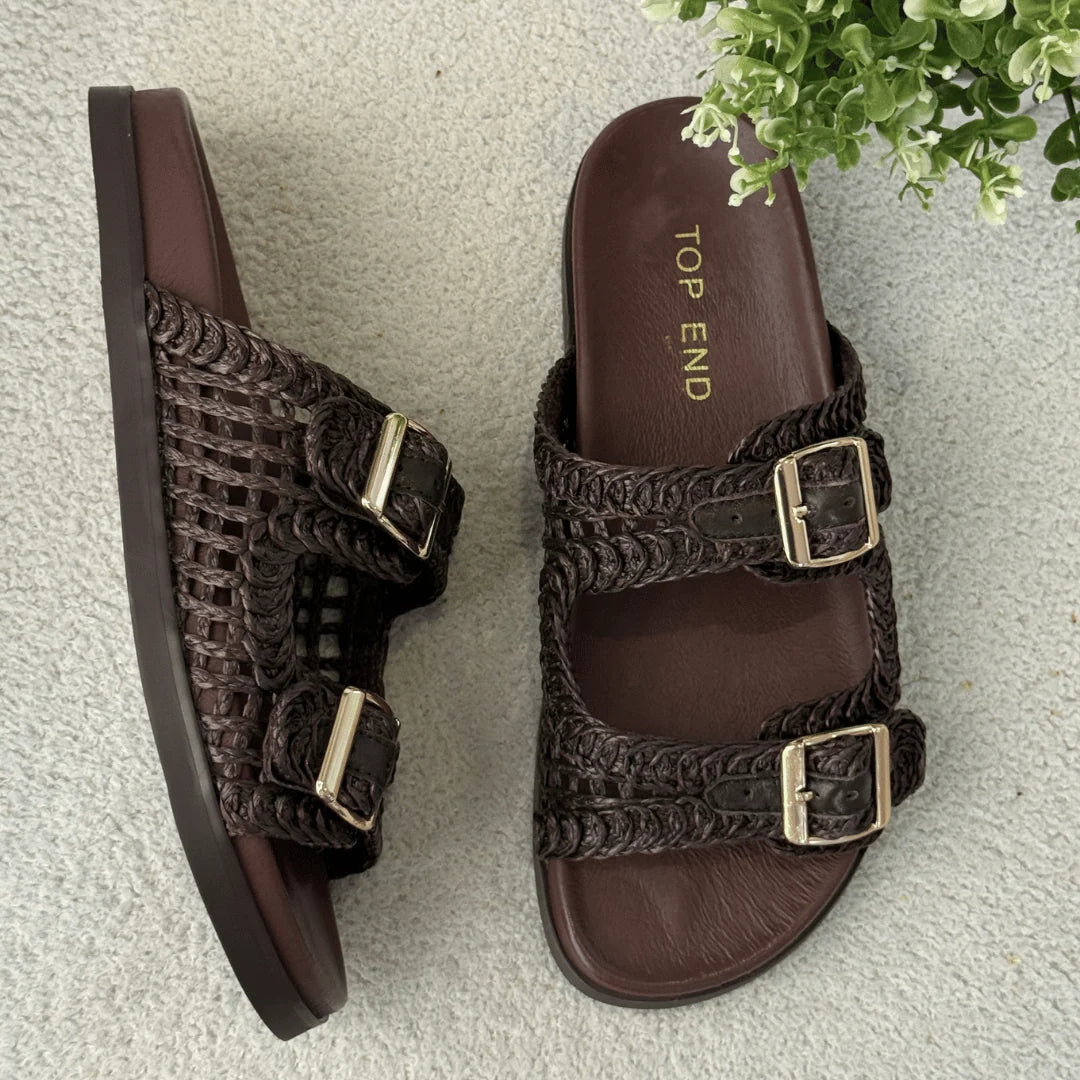Top End Ronnas Chocolate Raffia Slides