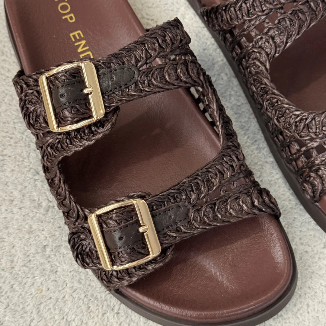 Top End Ronnas Chocolate Raffia Slides