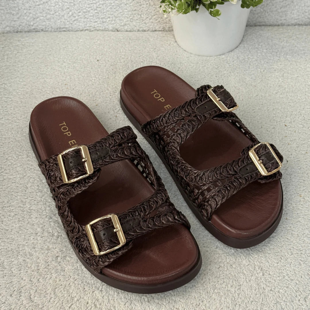 Top End Ronnas Chocolate Raffia Slides