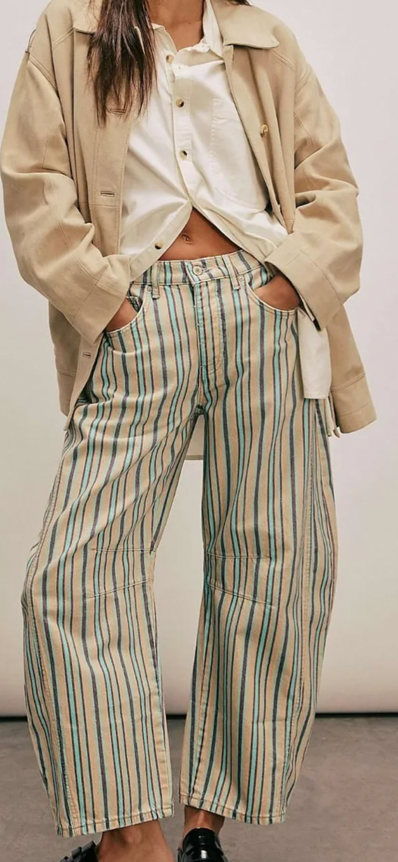 Smaibulun Striped Barrel Jeans