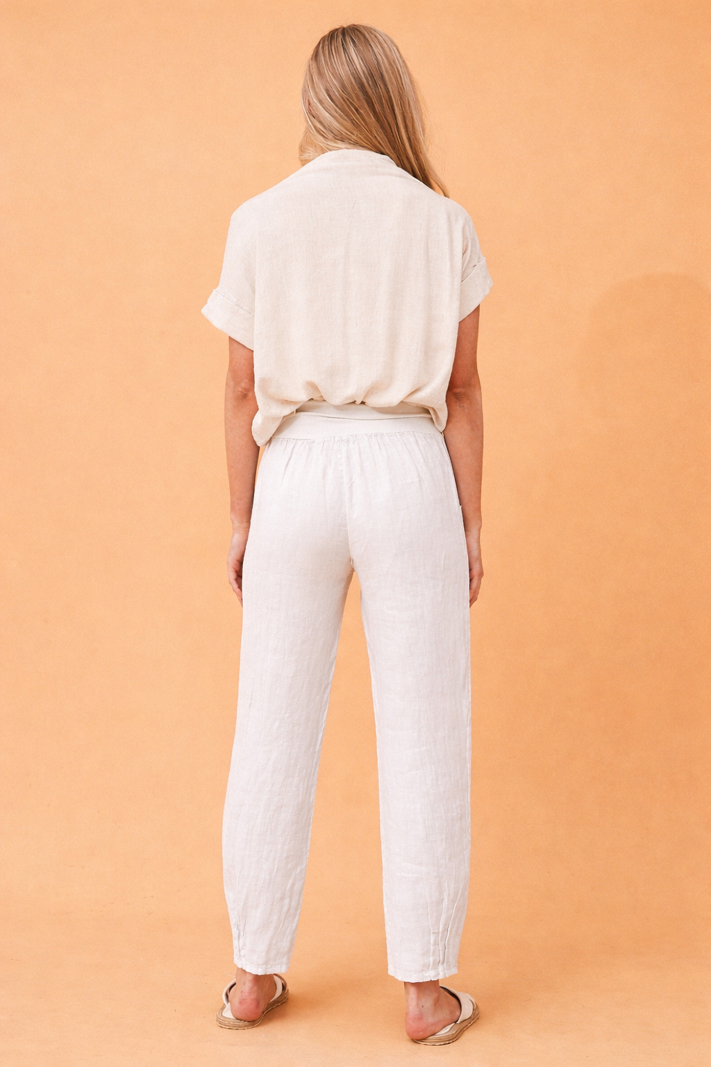 Wednesday Lulu White Linen Narrow Hem Pants