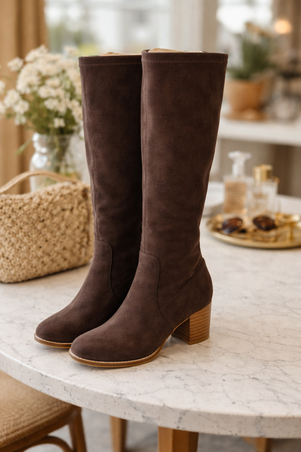Django & Juliette Chocolate Suede Knee High Boots