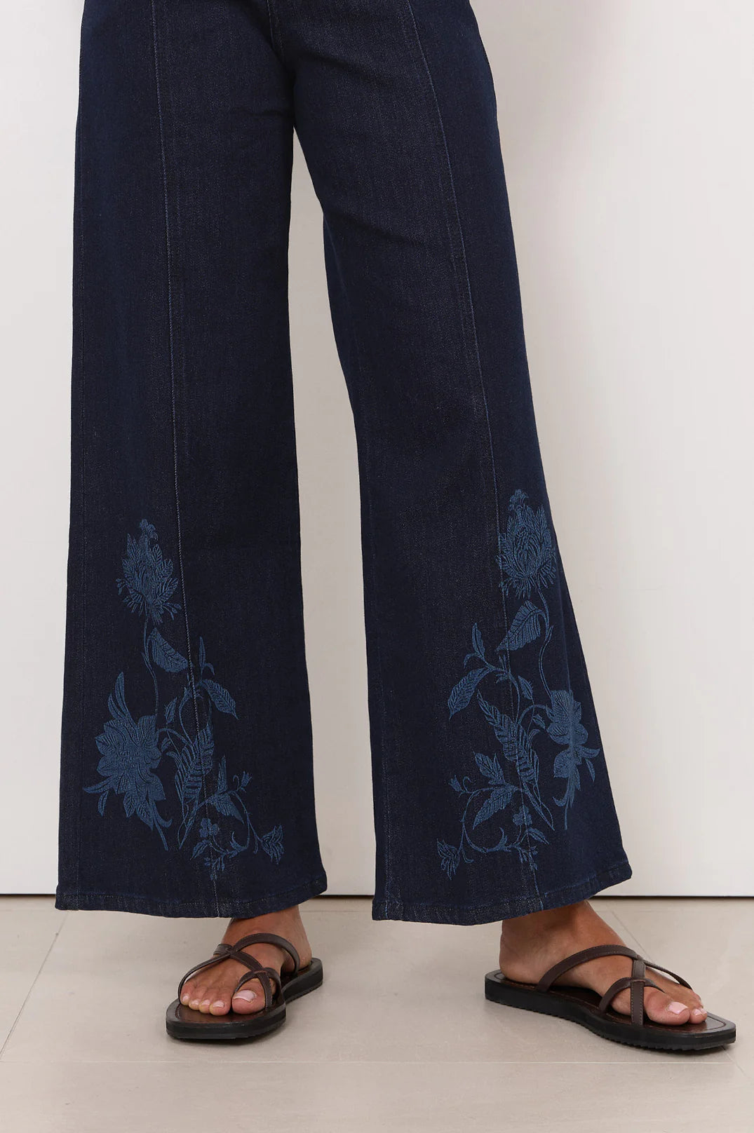 Adorne Brody Wide Leg Laser Print Jeans