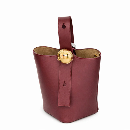 L'Ora D'Oro Burgundy REMI Bucket Bag with Gold Bubble Lock